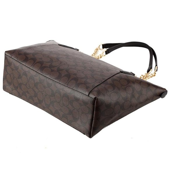 NEW Coach Signature Gold Chain Shoulder Bag Tote - Picture 3 of 8